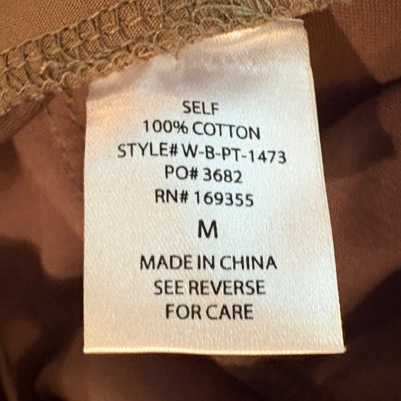 NWT JluxLabel Olive Green 100% Cotton Cargo Pants with 4 Side Pockets; Size M - Picture 11 of 12